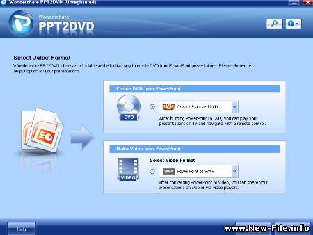 Wondershare PPT2 DVD 5.5.0.319 - позволяет конвертировать файлы PowerPoint в DVD для просмотра на TV или в AVI, MPEG-1/2 или WMV.
