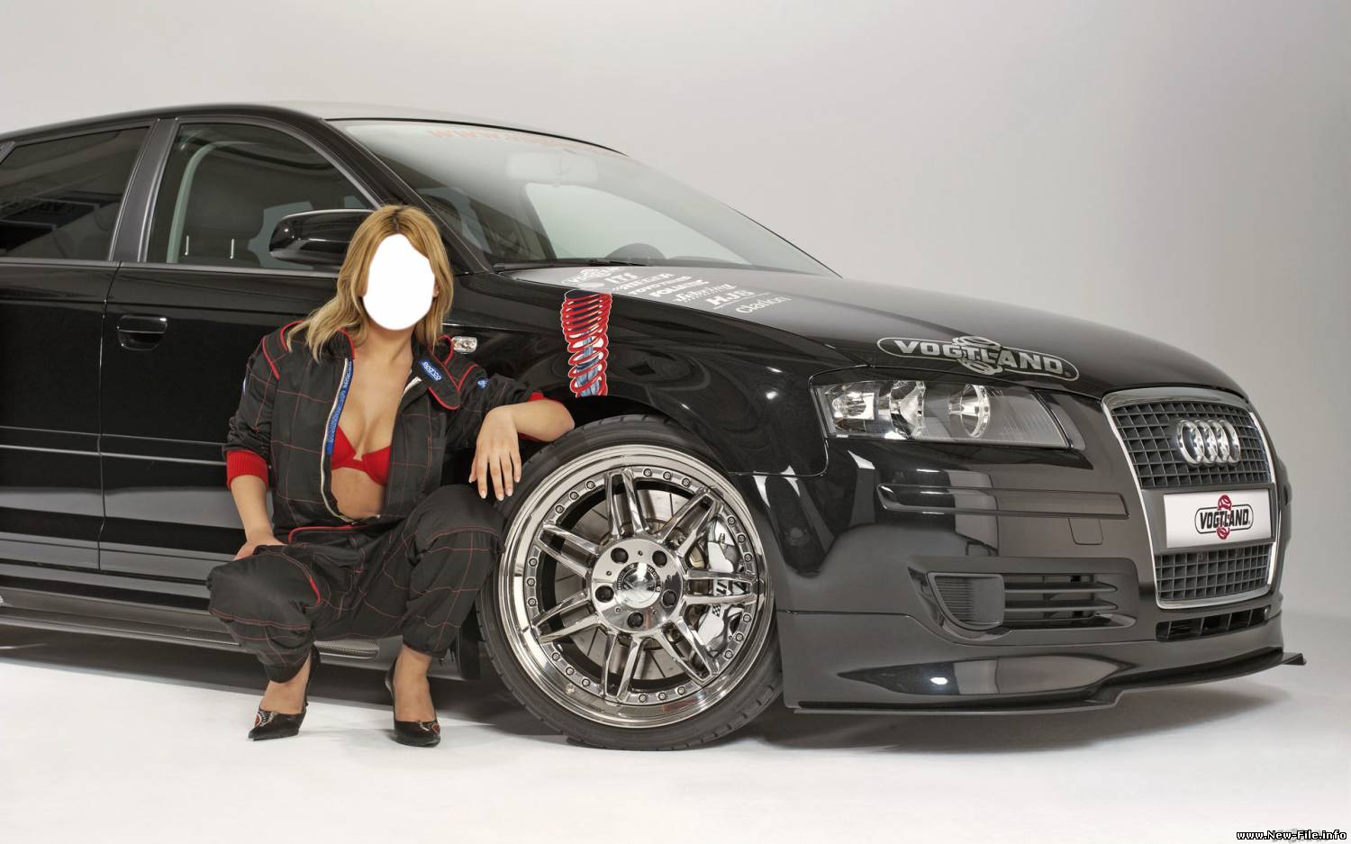 Шаблон для Photoshop - Девушка возле AUDI