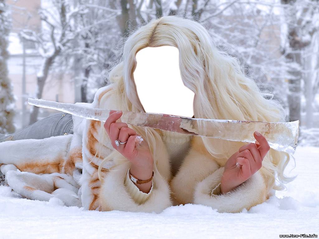 Шаблон для фото - Девушка с сосулькой