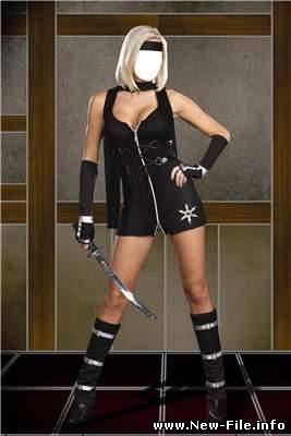 Шаблон для фотошопа - Девушка ниндзя - Скачать бесплатно