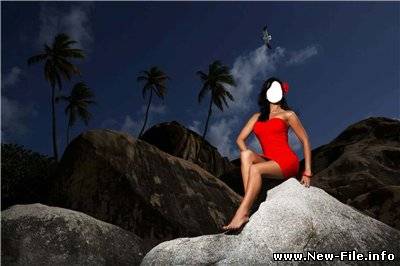 Шаблон для фото - девушка на камне