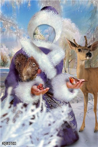 Детский шаблон для фотошопа – Юная снегурочка