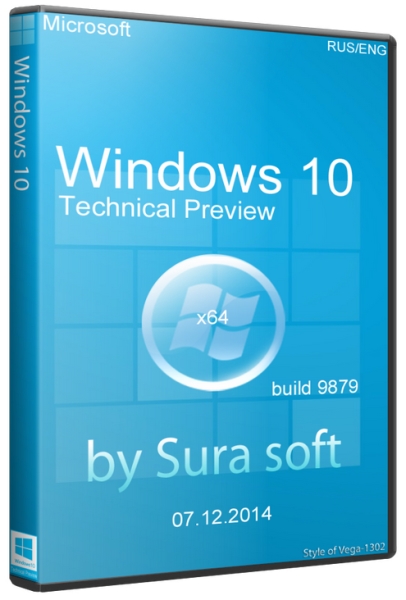 Windows 10 Technical Preview Build 9879 by sura soft (x64/2014/RUS/ENG)