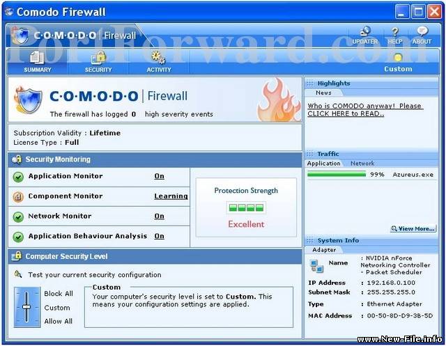 Comodo Firewall Pro (CFP) Setup 3.0.12.266 XP Vista - один из самых лучших файерволов