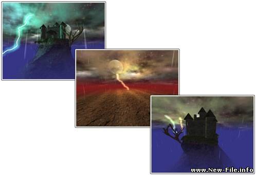 Очень красивый 3D Screensaver. Гроза, дождь и красочные электрические разряды на фоне ночного неба