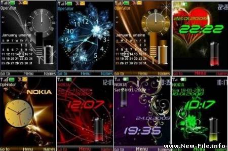 Стильные темы для телефонов nokia s40 swf (clock & battery)